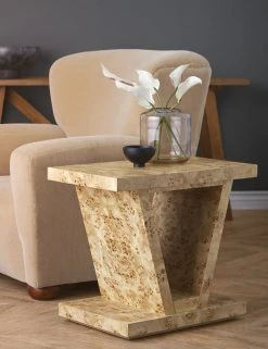 Lulu And Georgia Chloe Burl Wood Side Table New