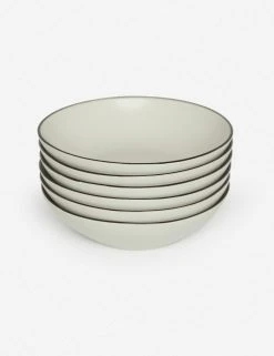 Lulu And Georgia Augusta Pasta Bowls (Set Of 6), Natural/Black By Costa Nova Artful Proportions Collection