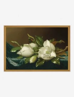 Lulu And Georgia 'Magnolias On Light Blue Velvet Cloth' Print By Martin Johnson Heade Walls