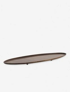 Lulu And Georgia Walnut Wood Elongated Oval Footed Plate By Namu Home Goods New