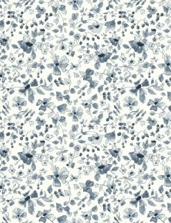 Lulu And Georgia Rylee + Cru Blue Floral Wallpaper