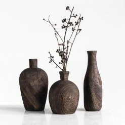 Lulu And Georgia Charlynn Wood Vases (Set Of 3) Spring Collection