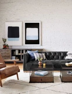 Lulu And Georgia Furniture Afia Leather Sofa, Distressed Black