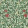 Lulu And Georgia Morris & Co. Arbutus Wallpaper, Dark Green/Red Swatch 1 Lulu And Georgia Morris & Co. Arbutus Wallpaper, Dark Green/Red Swatch