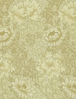 Lulu And Georgia Morris & Co. CHRYSANTHEMUM Wallpaper, Ivory/Canvas Swatch