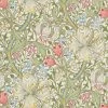 Lulu And Georgia Morris & Co. Golden Lily Wallpaper, Green/Red Swatch