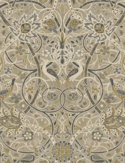 Lulu And Georgia Morris & Co. Bullerswood Wallpaper, Stone/Mustard Swatch