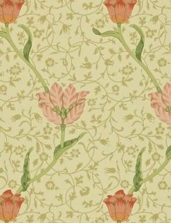 Lulu And Georgia Morris & Co. Garden Tulip Wallpaper, Vanilla Russet Swatch