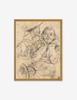 Lulu And Georgia 'Four Studies Of Heads' Wall Art By Annibale Carracci, Original Work Held By The J. Paul Getty Museum