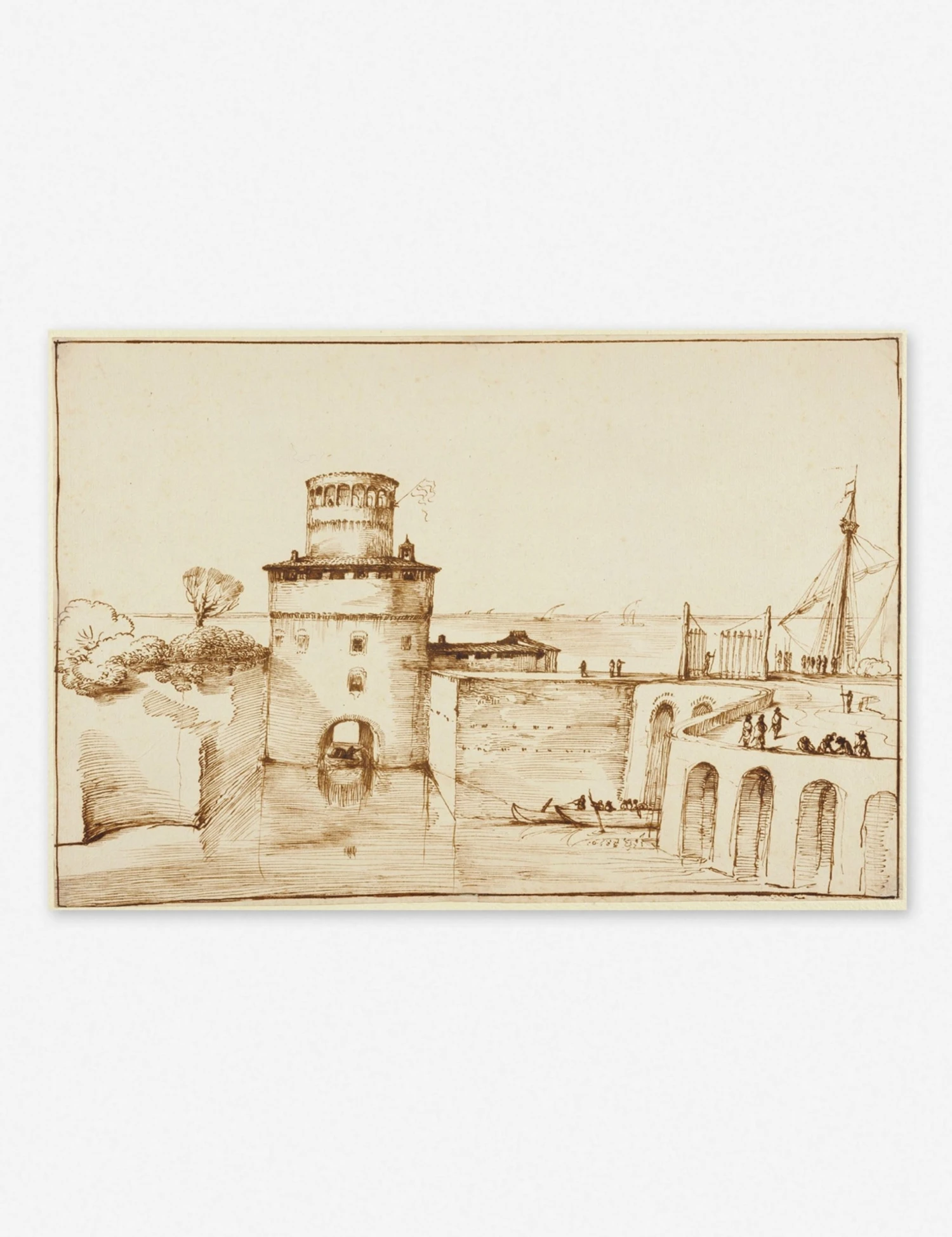 Lulu And Georgia Earth Tones 'Landscape With A View Of A Fortified Fort' Wall Art By Giovanni Francesco Barbieri, Original Work Held By The J. Paul Getty Museum 4 Lulu And Georgia Earth Tones 'Landscape With A View Of A Fortified Fort' Wall Art By Giovanni Francesco Barbieri, Original Work Held By The J. Paul Getty Museum