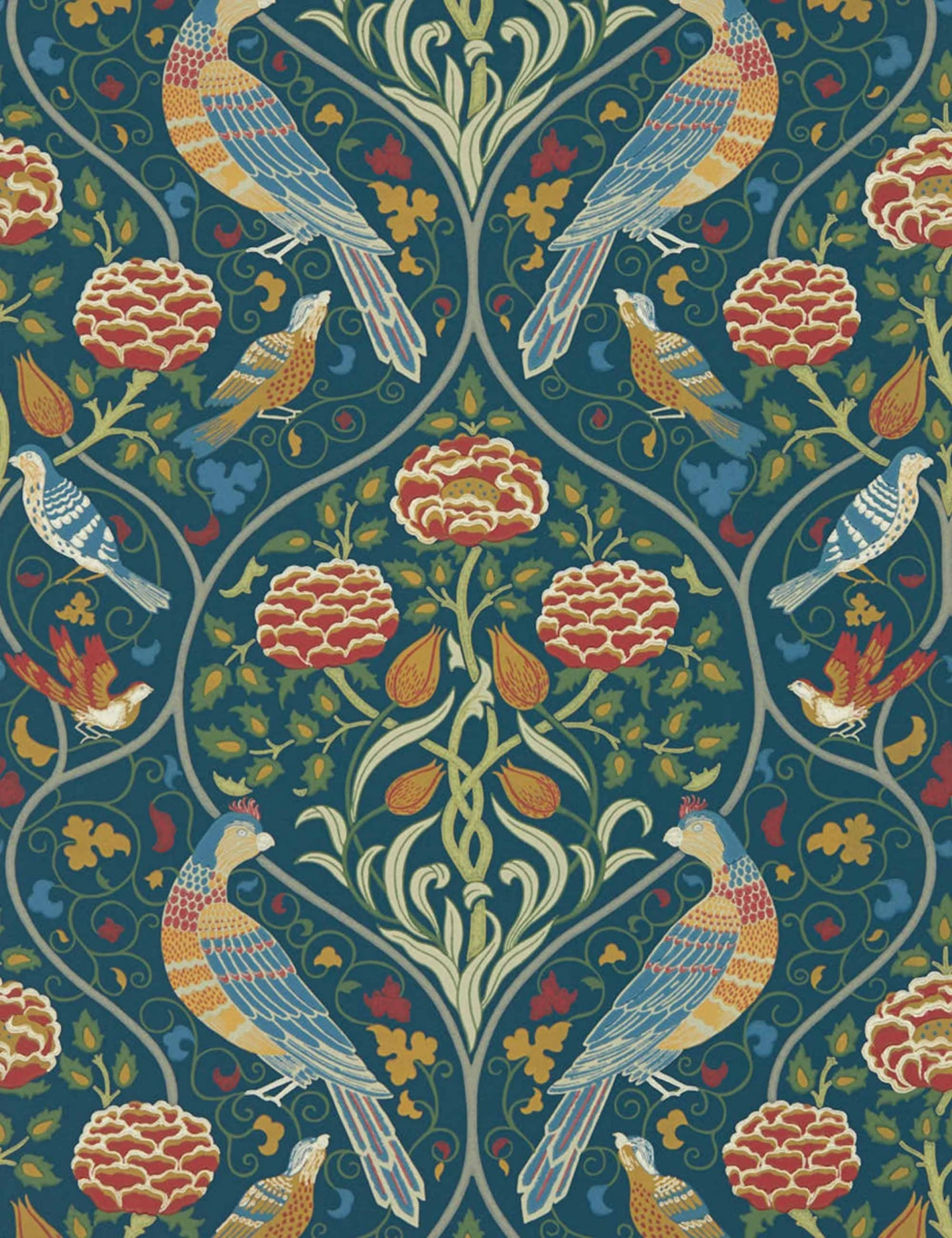 Lulu And Georgia Morris & Co. Seasons By May Wallpaper, Indigo Swatch 3 Lulu And Georgia Morris & Co. Seasons By May Wallpaper, Indigo Swatch