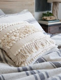 Lulu And Georgia Bouclé + Textural Fabric Pom Pom At Home Iman Pillow