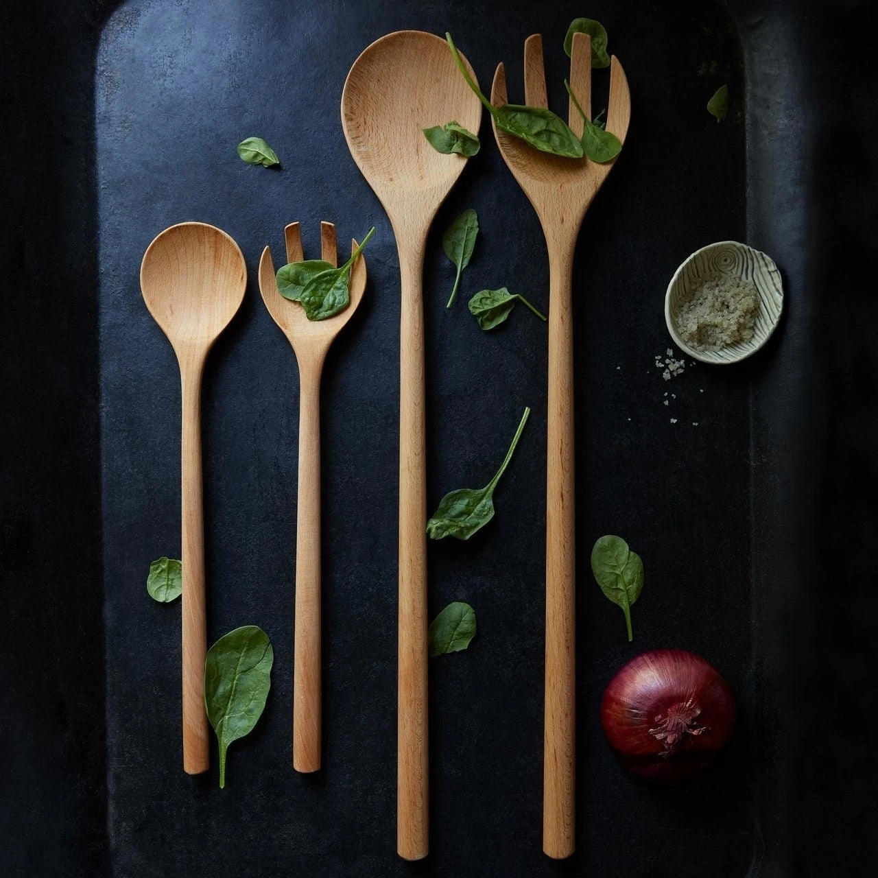 Lulu And Georgia Kitchen + Dining Salad Servers, Beechwood 6 Lulu And Georgia Kitchen + Dining Salad Servers, Beechwood