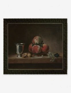 Lulu And Georgia Earth Tones 'Still Life With Peaches, A Silver Goblet, Grapes, And Walnuts' Wall Art By Jean-Simeon Chardin