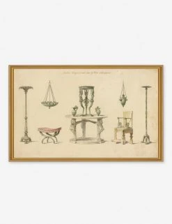 Lulu And Georgia 'Vases, Furniture And Objects Discovered At Herculaneum' Wall Art By Pierre-Adrien Pâris, Original Work Held By The J. Paul Getty Museum Walls