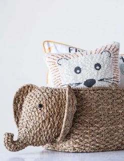 Lulu And Georgia Woven Elephant Basket Décor